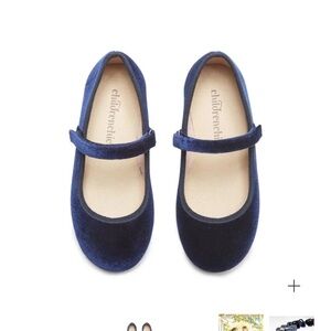 ChildrenChic Toddler Size 10 (27EU) Navy Velvet Mary Jane Shoes with Strap